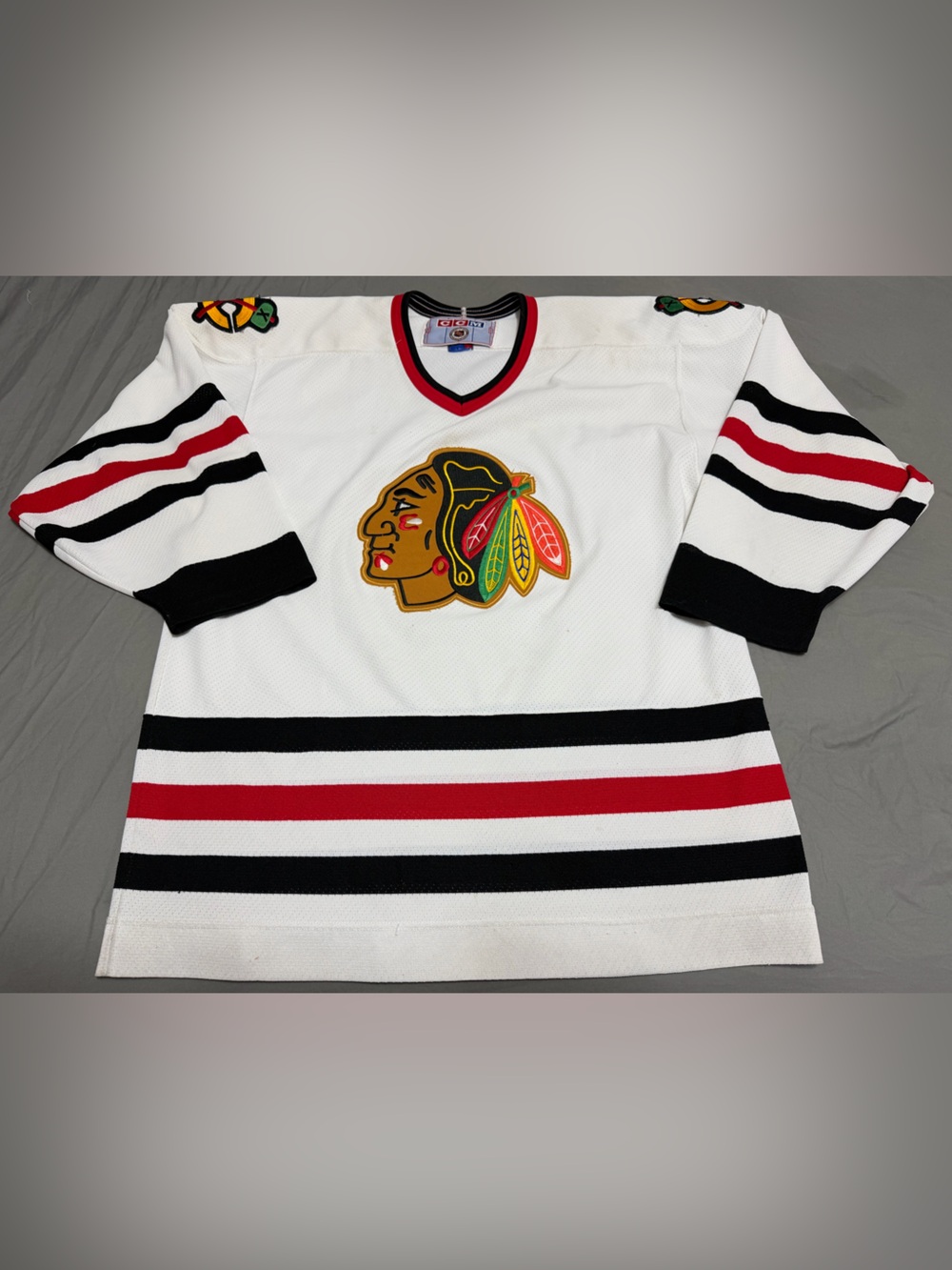 Vintage Chicago Blackhawks Jersey Mens Large White NHL Hockey CCM 90s